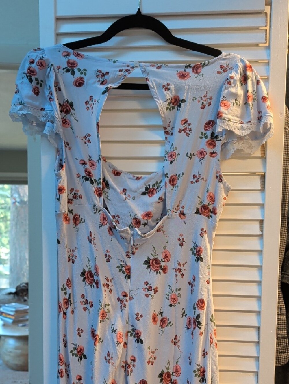 wild fable Light Blue Midi Dress with Red Floral Print - Picture 3 of 3